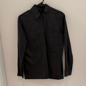 Vintage Black Leather Button-Up Shirt